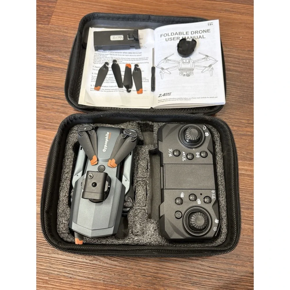 DLRC D6 AIR HD Dual Camera Drone Foldable WiFi FPV Quadcopter w/2 Batteries/Case
